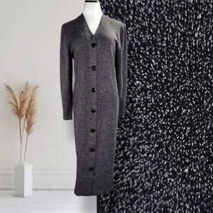 Vintage 90sAl Noral Button Front Midi Dress Size XL Black Hand Loomed Wool Blend